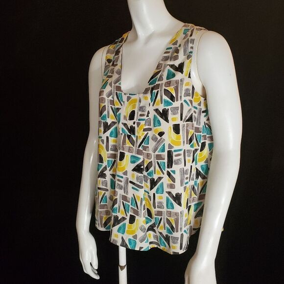 Zara Basic White, Gray, Teal, & Yellow Tank Top (XS) - Picture 1 of 5